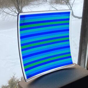 Striped Glass Square Platter Craftsman Made